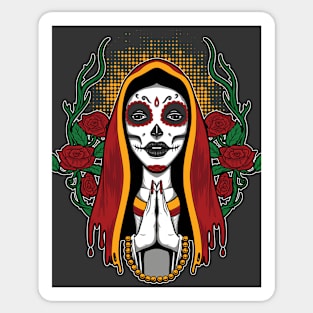 Day of the Dead Praying Woman Sticker